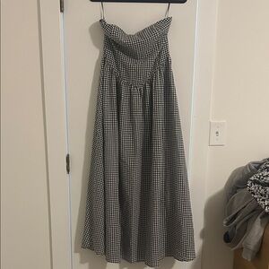 Strapless Gingham Maxi Dress - Black & White